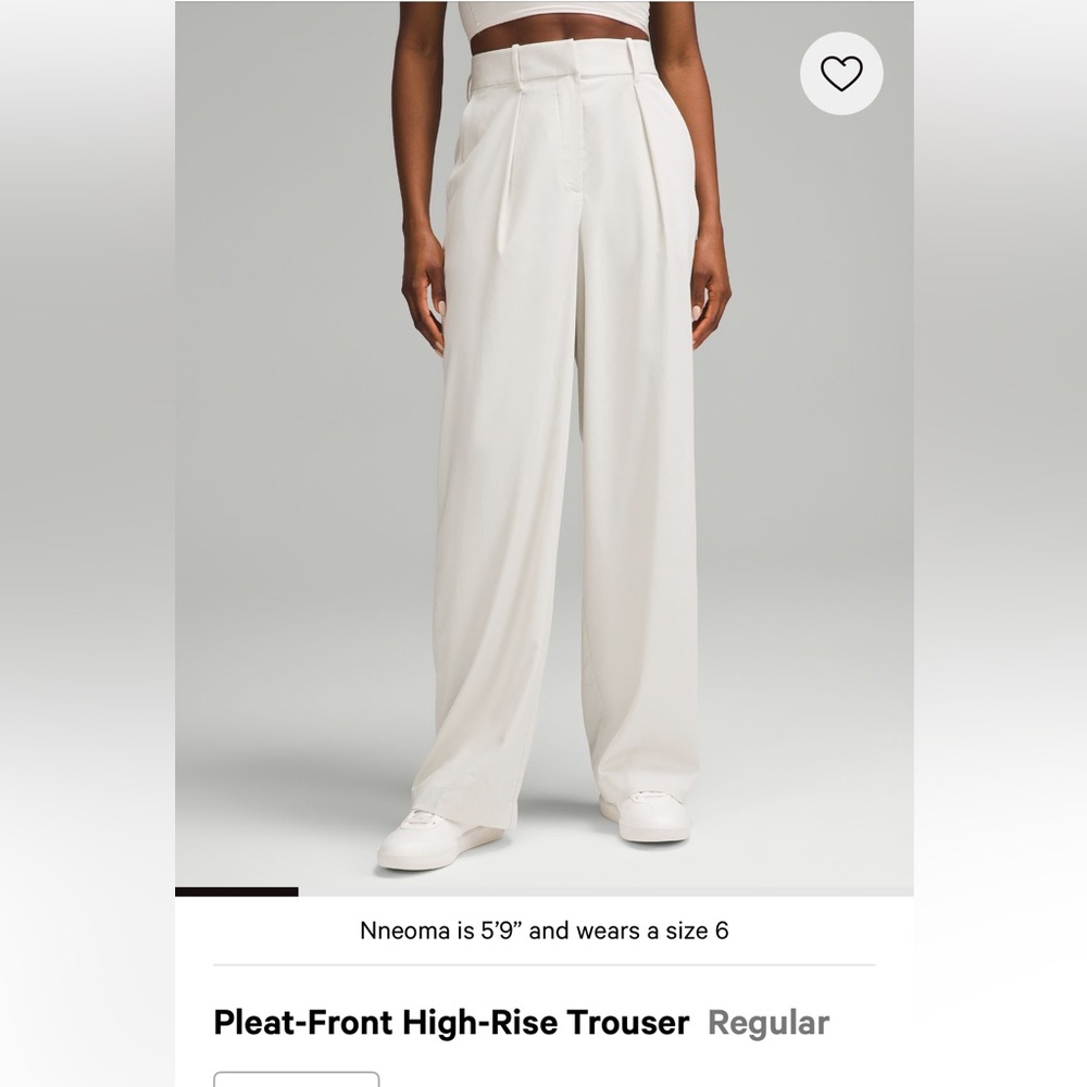 Lululemon Athletica White Pleat-Front High-Rise Trousers